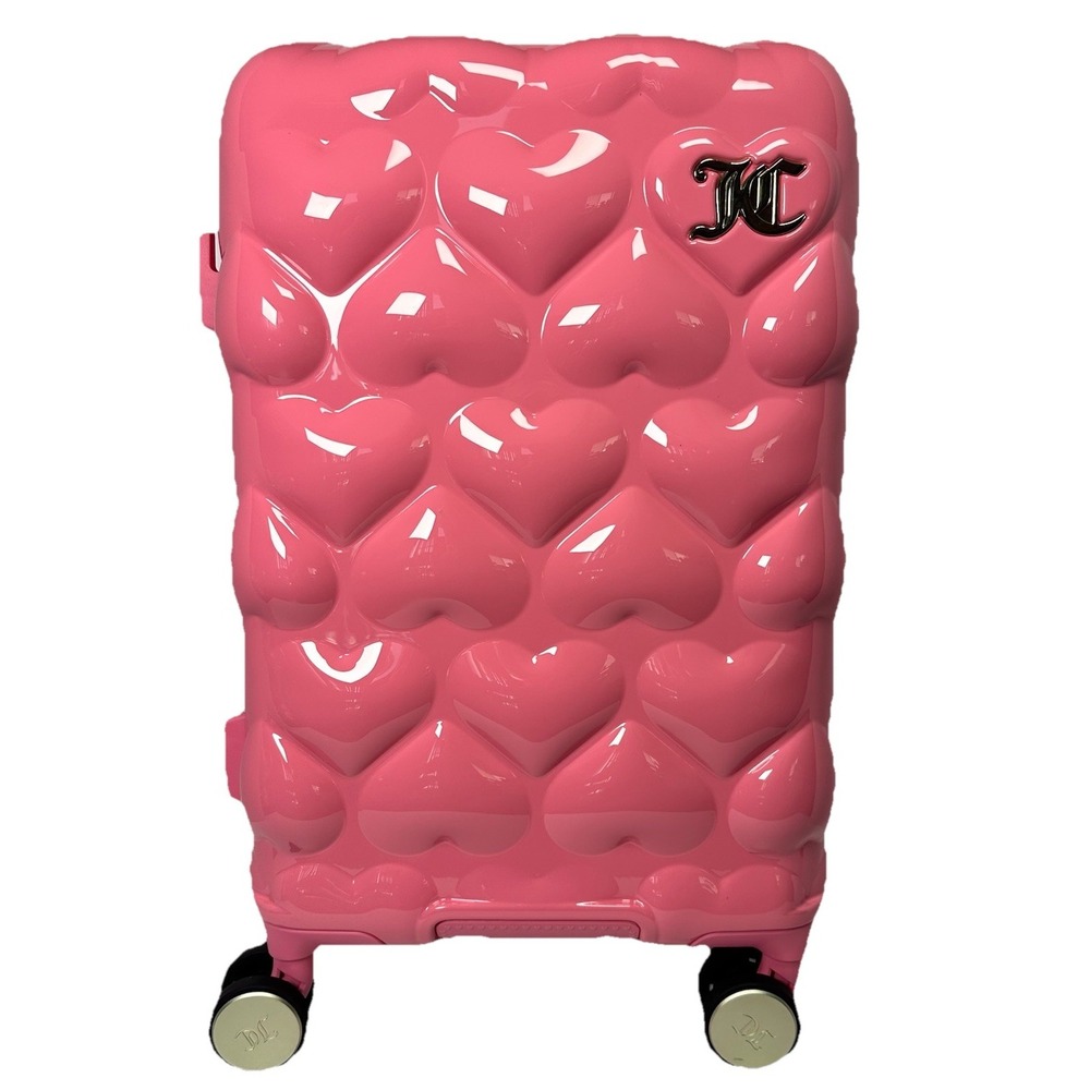 Juicy Couture Pink Heart Carry On Suitcase Spinner Luggage 21 Inch